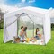 White 10x10 Pop Up Outdoor Canopy Tent with Sidewalls and Mesh Netting for Backyard BBQs